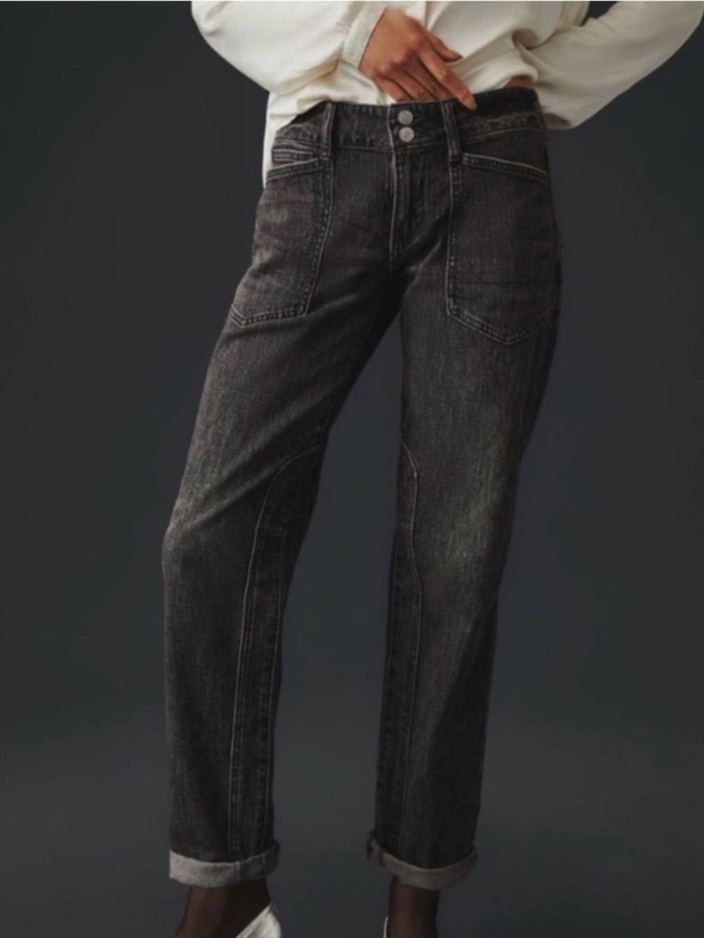 New Anthropologie Pilcro The Wanderer Jeans in Carbon Relaxed Leg Size 23